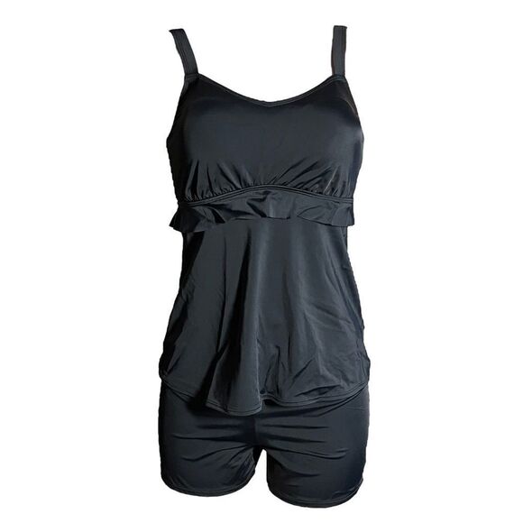 Denim & Co. Beach Ruffled Layers Tankini with Shorts - Picture 4 of 9
